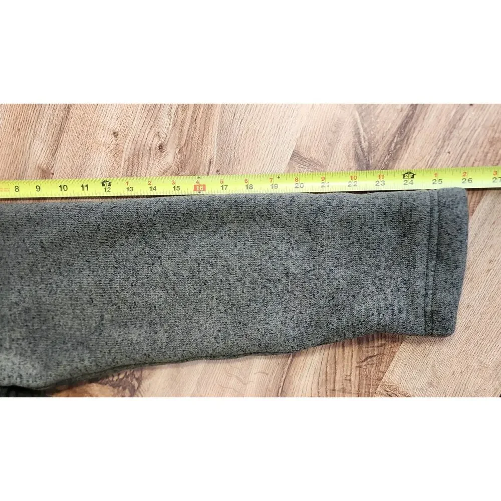 Orvis Sweater Mens‎ L Green/Gray Quarter Zip Sherpa Fleece Lined Knit Pullover
